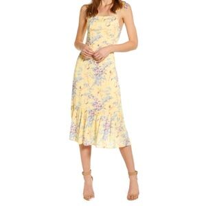 Paige Tolucah Floral Midi Sundress Women’s XS Pastel Yellow Surfboard Multi